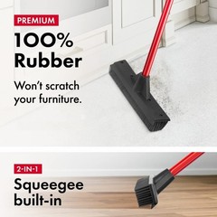 Pet Hair Remover Rubber Broom with Built in Squeegee – Carpet Rake for Pet Ha…