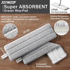 JOYMOOP Flat Mops, Microfiber Mop for 50″ with 13″ Mop-head, White Grey