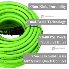 50FT 3600PSI Replacement High Pressure Power Washer Hose-3/8″ Swivel QC Flexible
