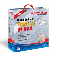Premium White Terry Bar Mop Cotton Towels – 14 x 17 inch – 5 lbs. Compressed Box