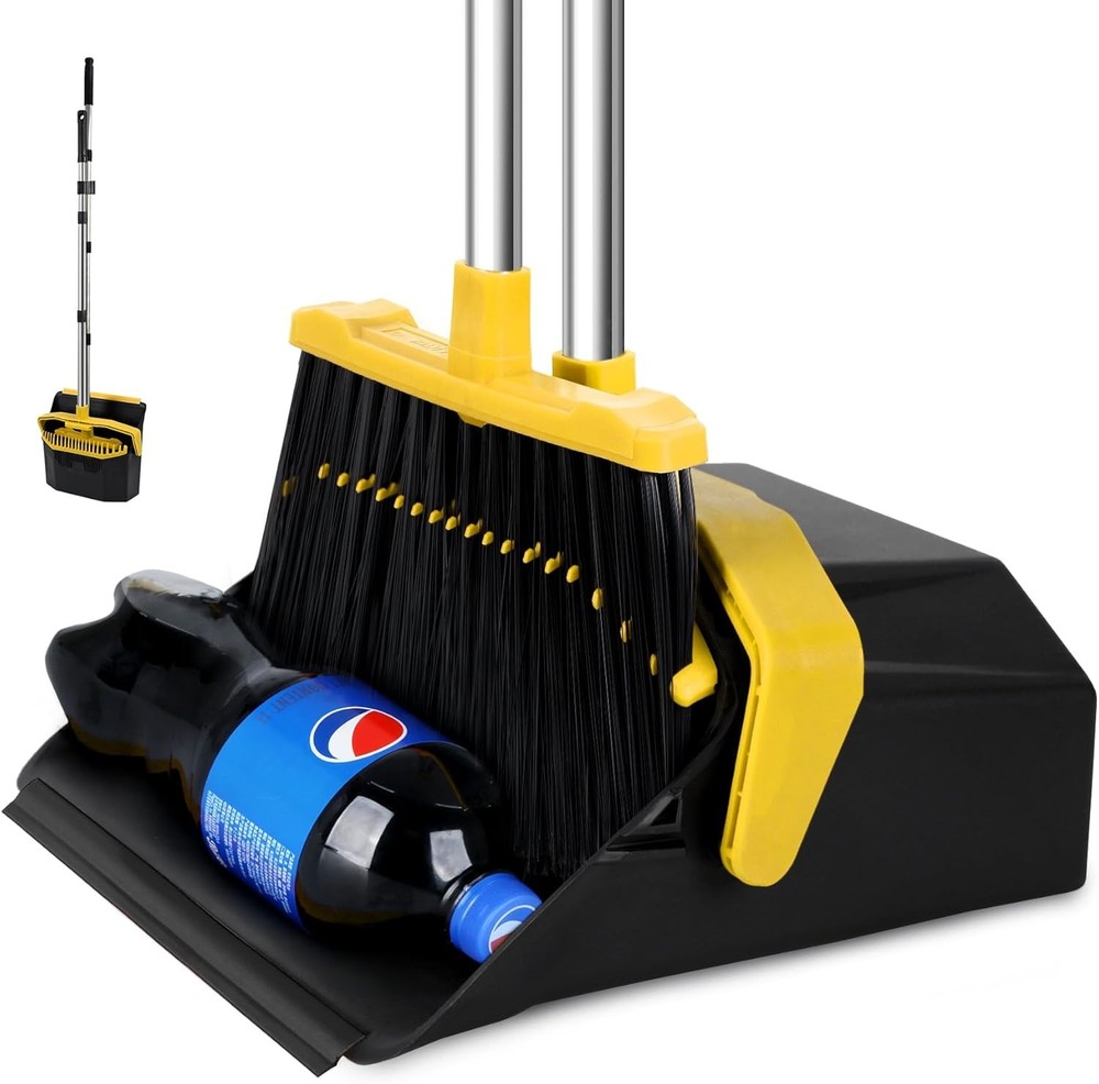 Broom with Dustpan Combo Set, Brooms and Dustpans Sets Yellow Black