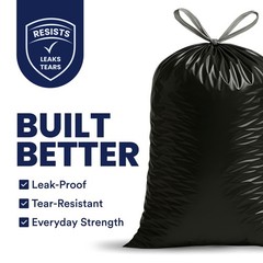 Plasticplace 32-33 Gallon Trash Bags 1.2 Mil Drawstring Garbage Can Liners 33 X