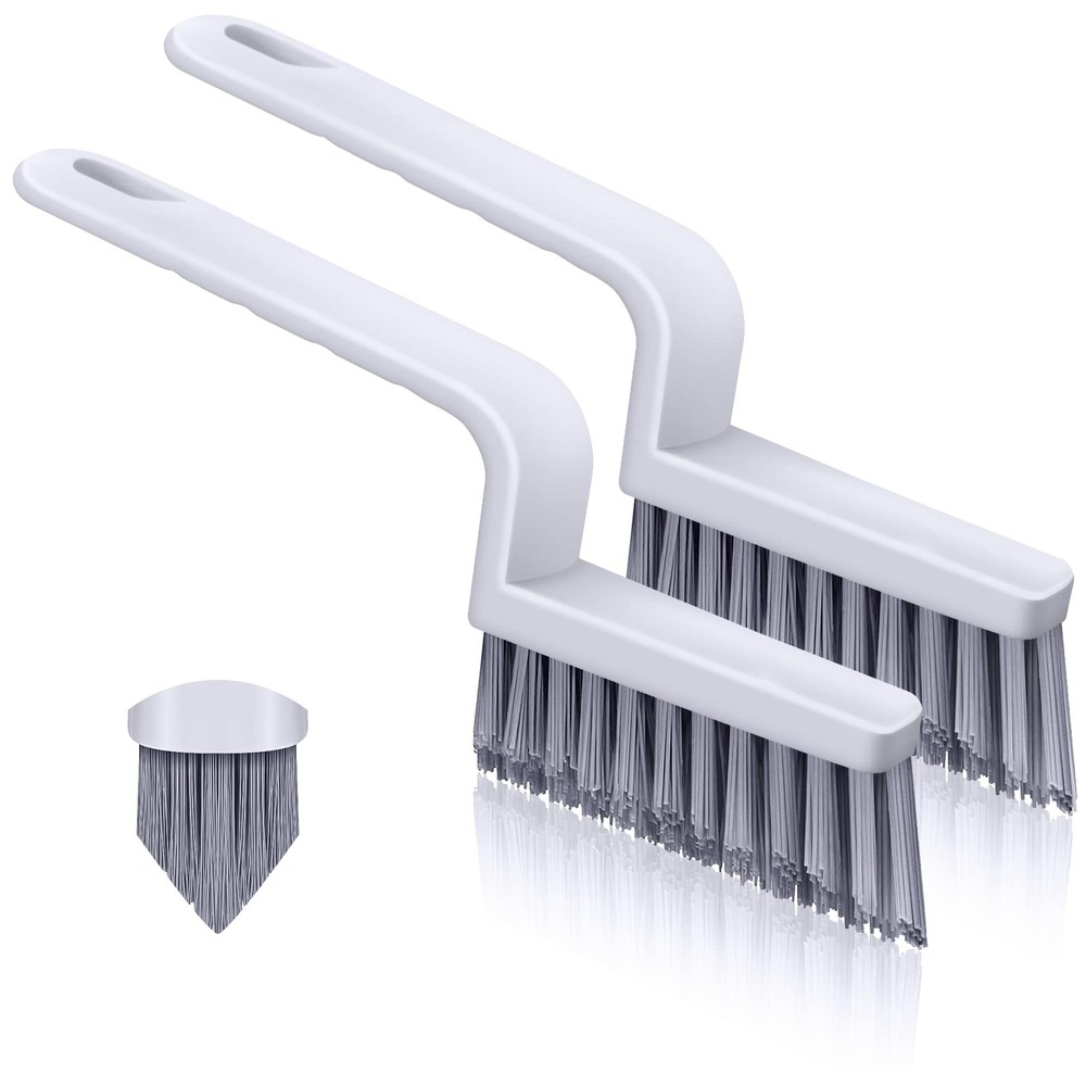 Lumkew Grout Cleaner Brush V Shape, Stiff Cleaning Brushes for White