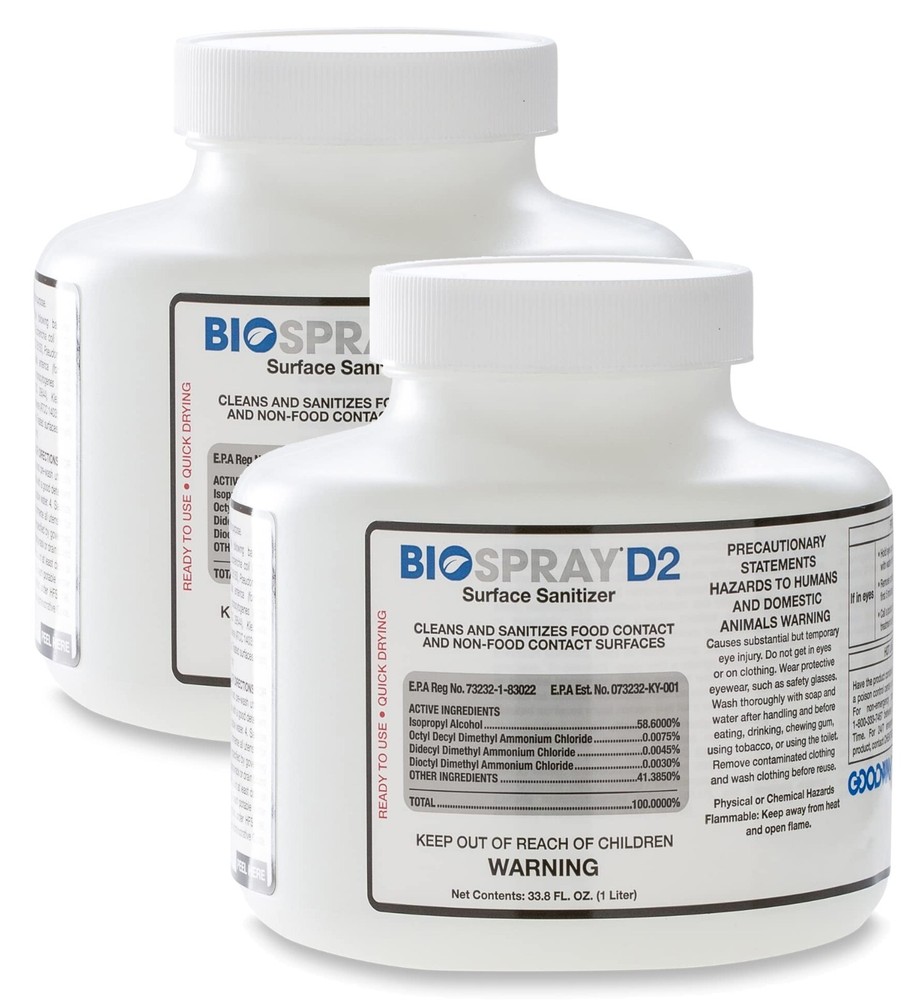 BioSpray D2 Surface Sanitizer & Disinfectant – Lot of 2
