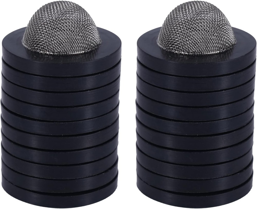 BOXOB 20pcs Garden Hose Screen Filter, Stainless Steel Rubber black, silver