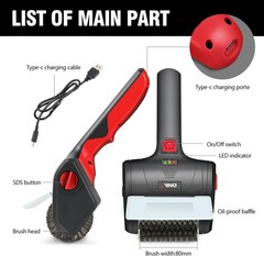 Cordless Electric Grill Cleaning Brush, 8V Rechargeable with Type-C