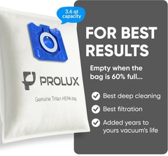 6 pack of HEPA bags and 2 post Filters for the Prolux Tritan series White
