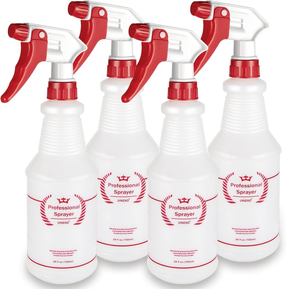 Plastic Spray Bottle (4 Pack, 24 Oz, All-Purpose) Heavy 24 4 Red