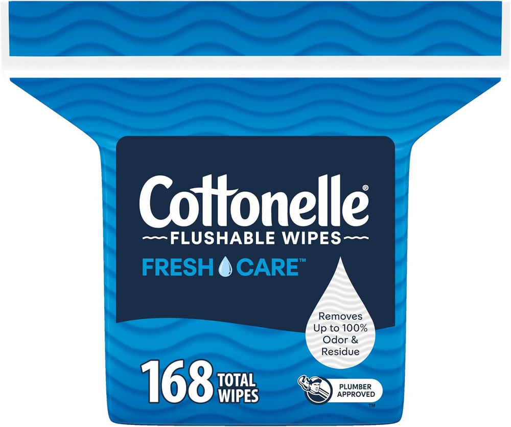 Cottonelle Fresh Care Flushable Wet Wipes, Adult Wet Wipes, 1 Refill Pack, 168