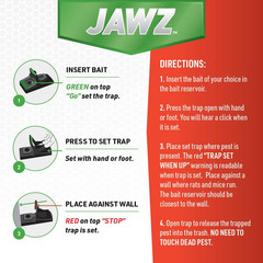 409 Jawz Indoor Plastic Mouse Trap for Solid or Liquid Bait, Instant Kill Mouse