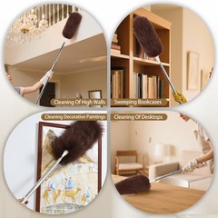 Ihufeather Extendable Lambswool Duster Stainless Steel Handle 133 Removable