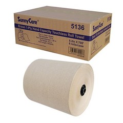 8.2” Brown 1-Ply Paper Hand Capacity Touchiess Roll Towel 8.2″x700′ 6 rolls/cs