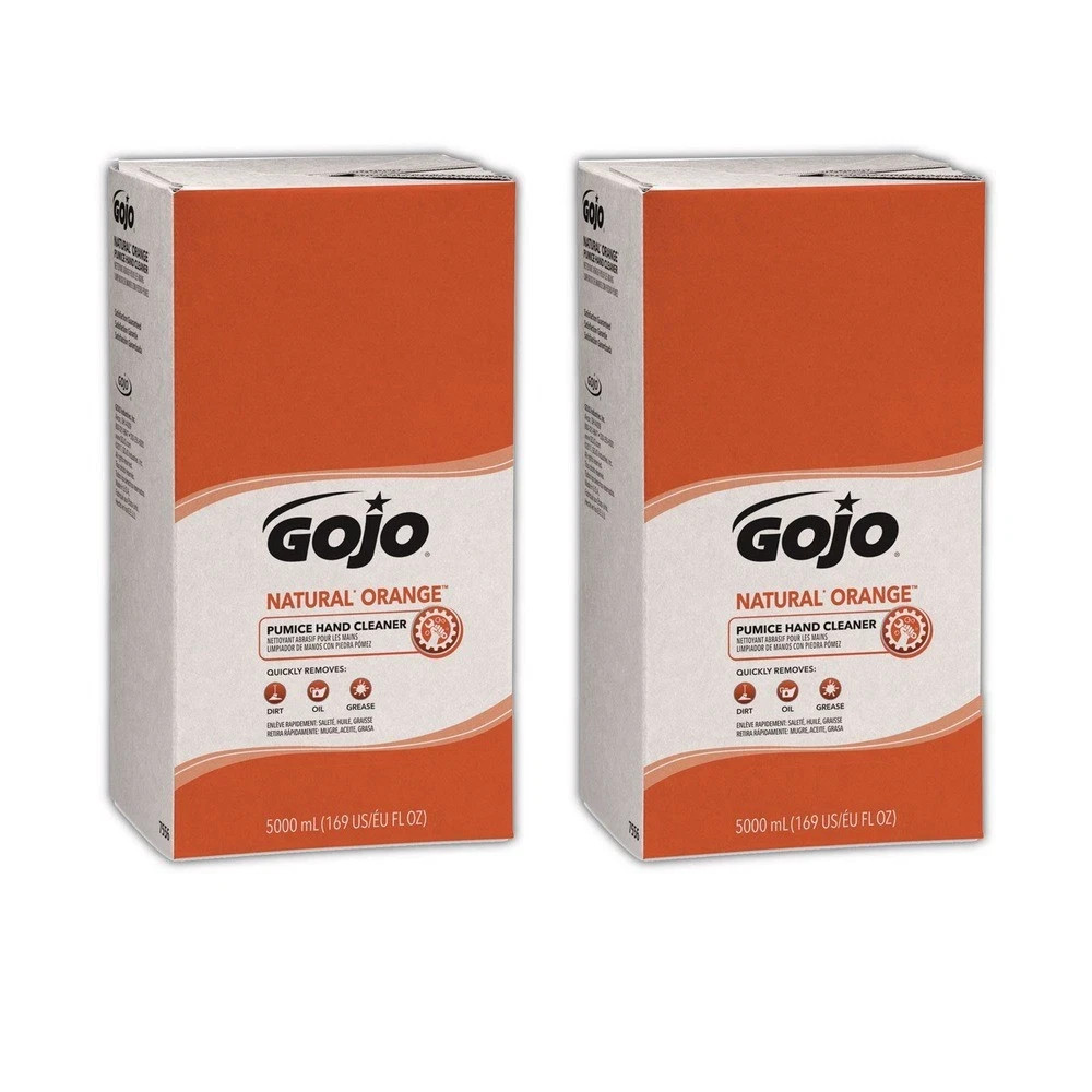 GOJO 7556-02 Natural Orange Pumice Hand Cleaner 5000 mL (2/Case) Citrus Exp 4/23