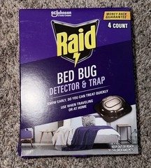Lot of 4 Raid Bed Bug Detector and Trap for Indoor Use, 4 Count Each