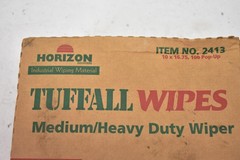 Horizon Tuffall Wipes Medium/Heavy Duty 10″ x 16.75″ Pop-Up Item 2413 Open Box