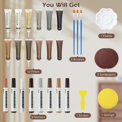 Oriflame Wood Furniture Repair Kit: 12 Color Filler and 8-color Markers