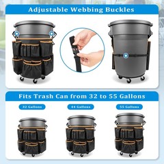 Trash Can Caddy Bag Fit 32-55 Gallon Garbage Bin, Cleaning Caddy Bag with Adj…