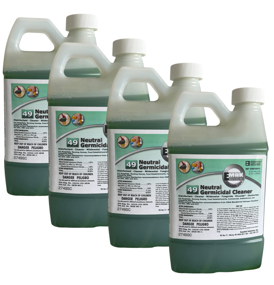 EMAX 49 Neutral Germicidal Cleaner 4x 2L (2.12 Gal Total) – Essential Industries