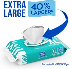 Extra Large Flushable Wipes | 40% Larger Wipes | 6.8″ x 7.5″ Unscented XL Adu…