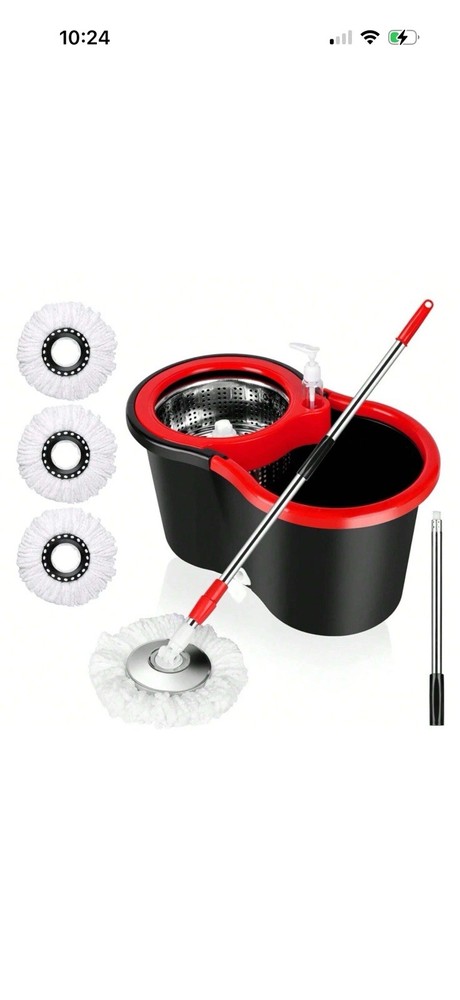 Mop Bucket with Side-Press , Drain, Comfort Handle, includes 3 replacement heads