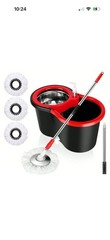 Mop Bucket with Side-Press , Drain, Comfort Handle, includes 3 replacement heads
