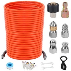 150FT Sewer Jetter Kit for Pressure Washer, 5800 PSI Water Jet 150 FT, Orange