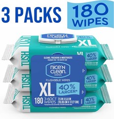 Extra Large Flushable Wipes | 40% Larger Wipes | 6.8″ x 7.5″ Unscented XL Adu…