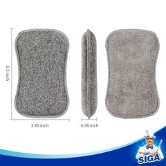 MR.SIGA Dual-Sided Scrub Sponges, Long lasting, Reusable 6.5*3.8*1.0 in, Gray