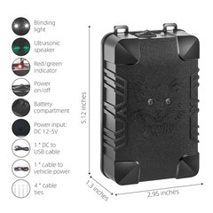 2 Pcs Under Hood Rodent Repeller with Strobe Light 2 Count (Pack of 1), Black