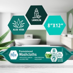 MED PRIDE Disposable XL Premoistened Washcloths 8” x 12” 80 Count (Pack of 1)