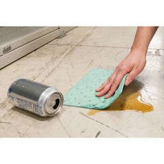 Brady Sorbent Pad, 5 gal, 7 1/2 in x 10 in, Harsh Chemicals, Green, 100 PK