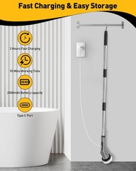 Shower Scrubber with Long Handle, Shower Cleaner Brush with 8 Floor Machine P…