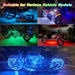 Zonecona 16Pcs Chasing Effect Motorcycle Rgb Led Lights Kit App/Rf Remote Brake
