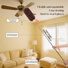 Ihufeather Extendable Lambswool Duster Stainless Steel Handle 133 Removable
