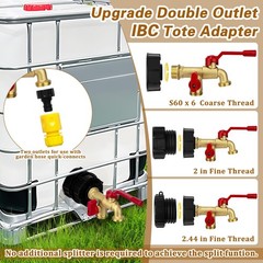 IBC Tote Hose Adapter Dual Outlet 46.47 cubic inches, valve