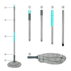 kickleen Self Wringing Mop Floor Cleaning, Easy 52.5 inches, Gray- 2 Head