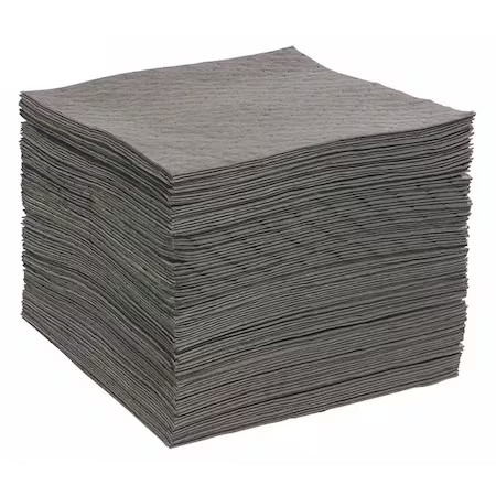 Spilltech Gpf100h Sorbent Pad, 26 Gal, 15 In X 19 In, Universal, Gray, 100 Pk