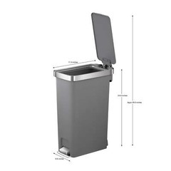 10.5 Gallon Kitchen Step Trash Can, Plastic Slim Kitchen Step Trash Can, Gray