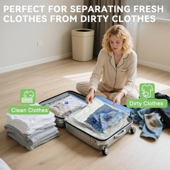 15 Pack Vacuum Seal Bags for Clothing Travel with -60000Pa USB Pump, 15 Combo