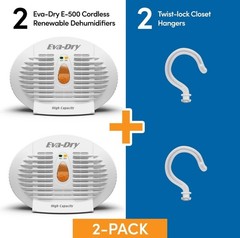 Eva-Dry E-500 Renewable Dehumidifier 2-Pack, 8 oz Capacity Each), White