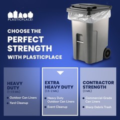 Plasticplace 95-96 Gallon Garbage Can Liners 1.5 Mil Clear Heavy Duty Trash