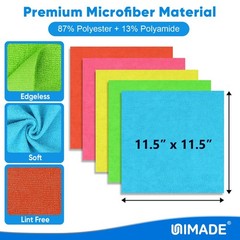 UNIMADE Microfiber Cleaning Cloth, 50PK Reusable Shop Rags 50PK, Multicolor