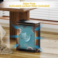 KdbK Bathroom Trash Can with Soft Close Lid, 15L/ 4 GallonRectangular Trash C…