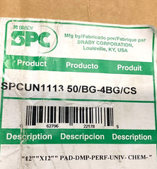Brady SPC Absorbent Pads 12″ x 12″ Blue Oil Fluid Spill Pads Qty 50 NEW