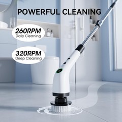 Swyprrix Electric Bathroom Cleaning Brush, Cordless Extended, White and Black