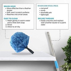 Cobweb Duster w/ 6ft Stainless Steel Pole, Medium-Stiff Bristles, Walls/Ceilings