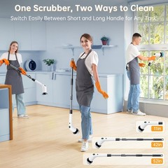 PUFTEM Electric Spin Scrubber, Cordless Shower Scrubber with 8 Scrub Black