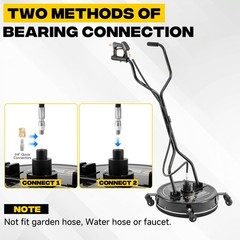 PWACCS 20″ Pressure Washer Surface Cleaner with 4 Wheels and 20 Inch, Black