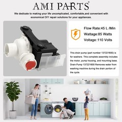AMI PARTS 137221600 Washer Drain Pump fit for Kenmore Black White Red