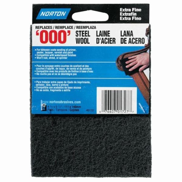 Norton “000” Gray Synthetic Steel Wool Pads, 2 Pack ^c
